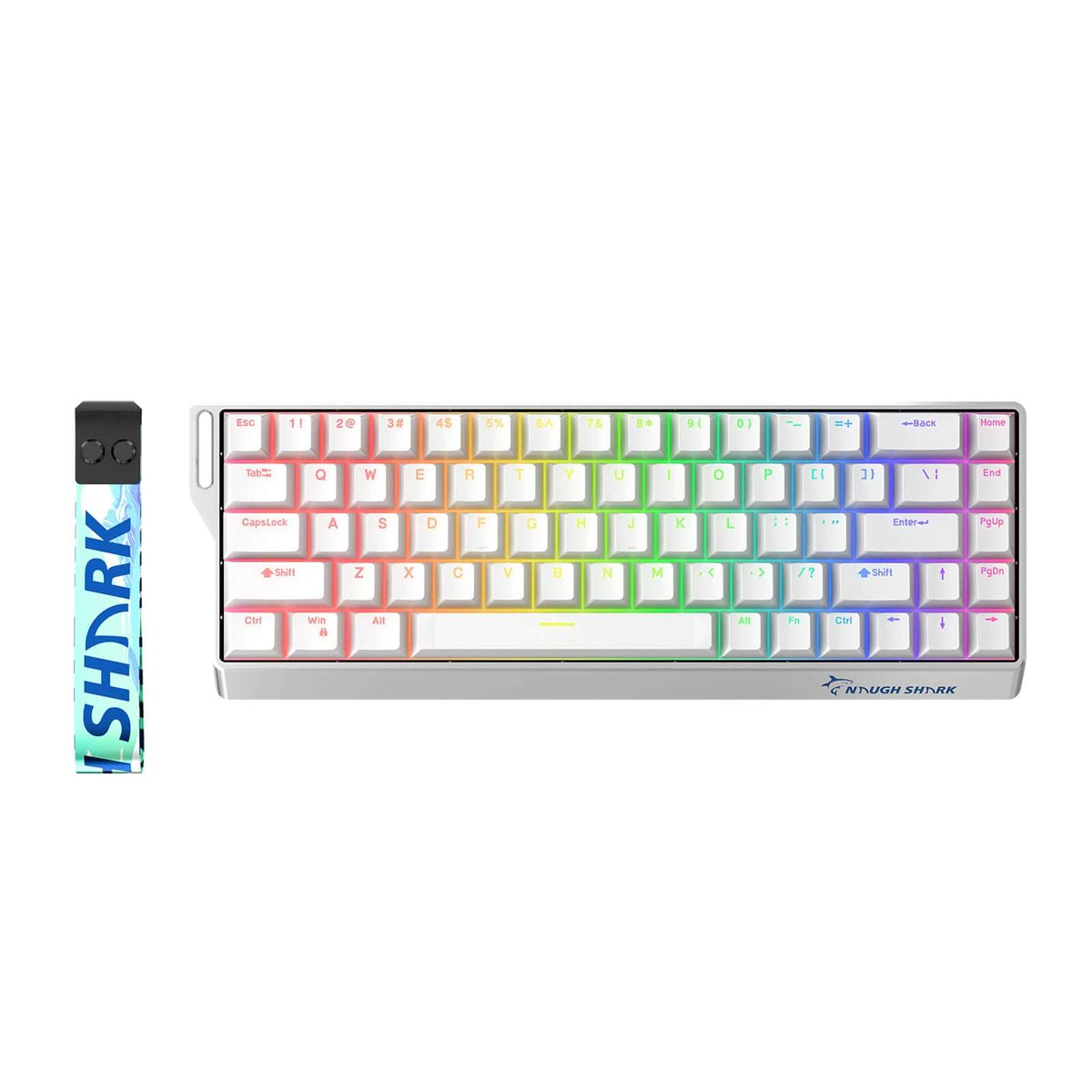Gamakay x NaughShark NS68 white shine-through keyboard with its dedicated arrow keys